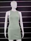 green stirpes bodycon dress