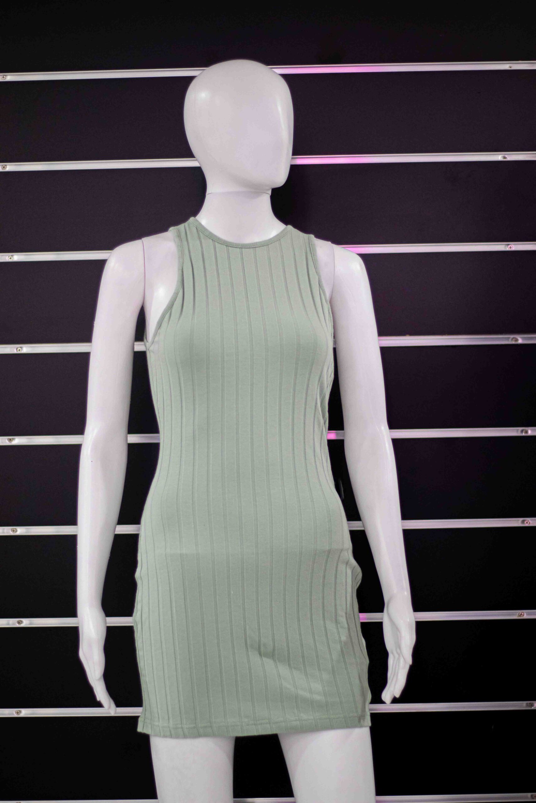 green stirpes bodycon dress