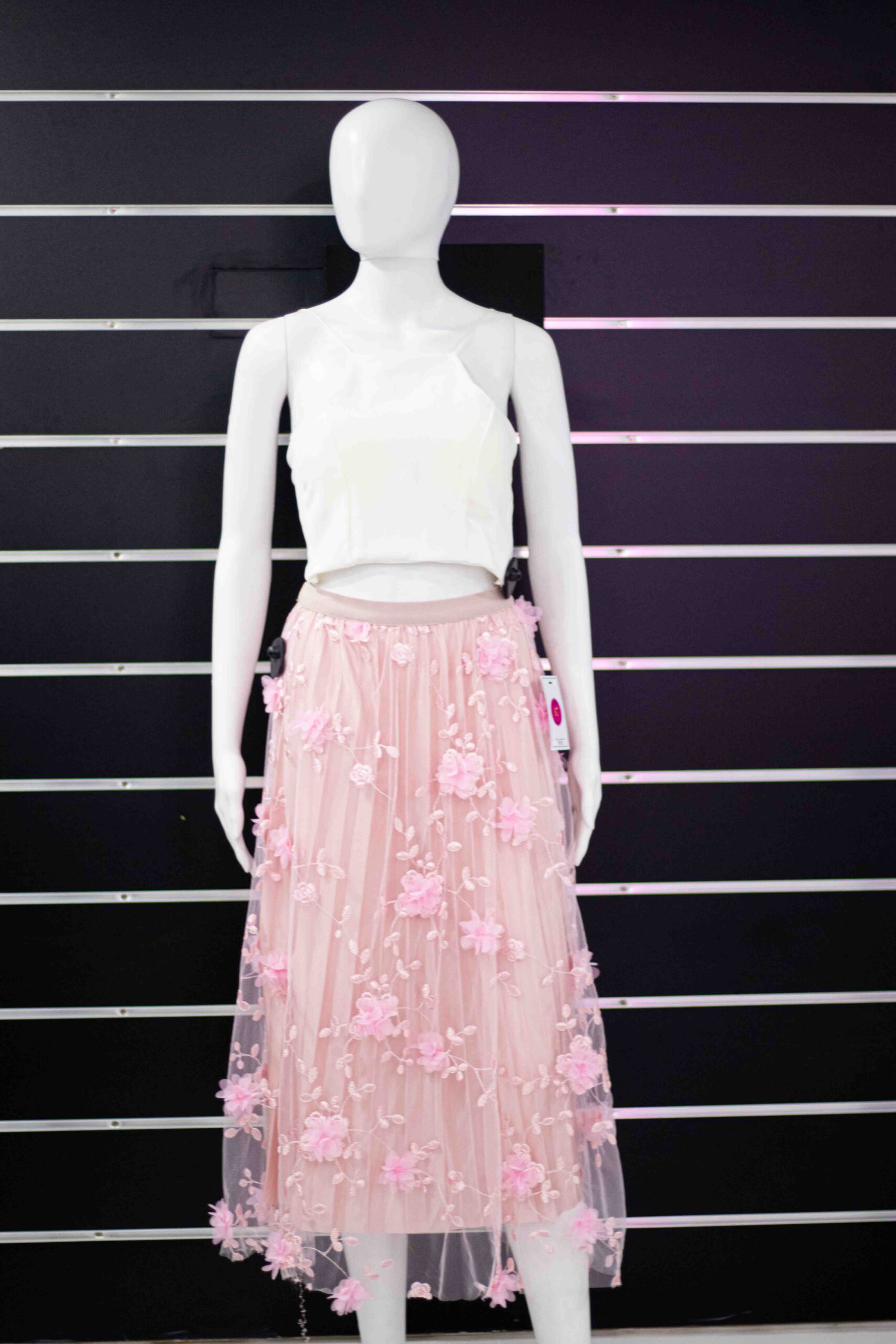 Floral net long skirt
