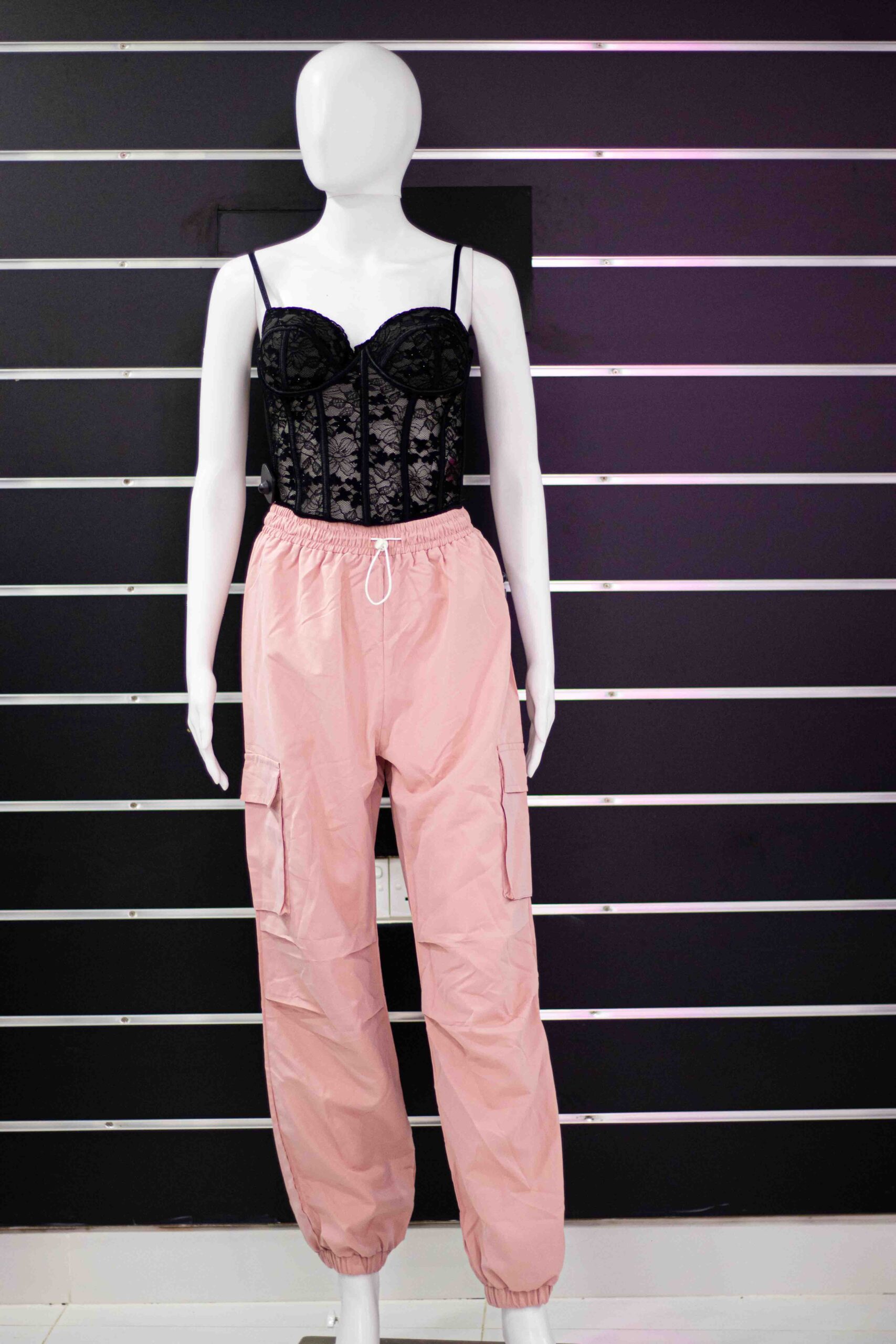 Pink pocket side cargo pants