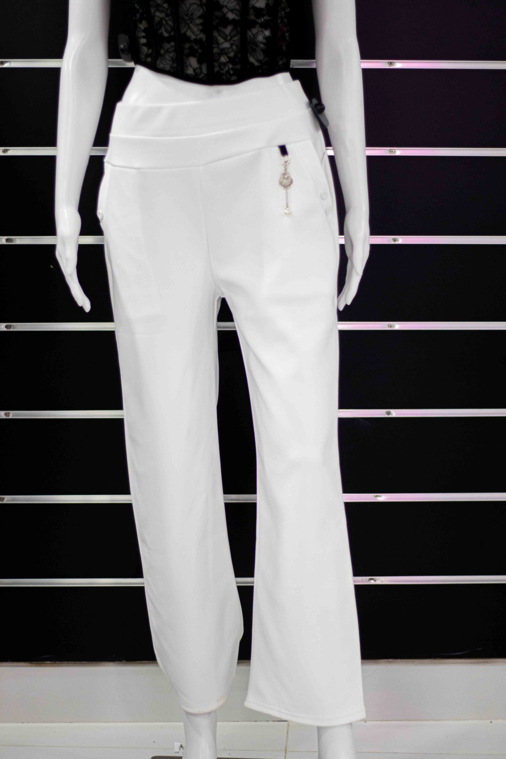 stretch office pant with side buttons - Image 5