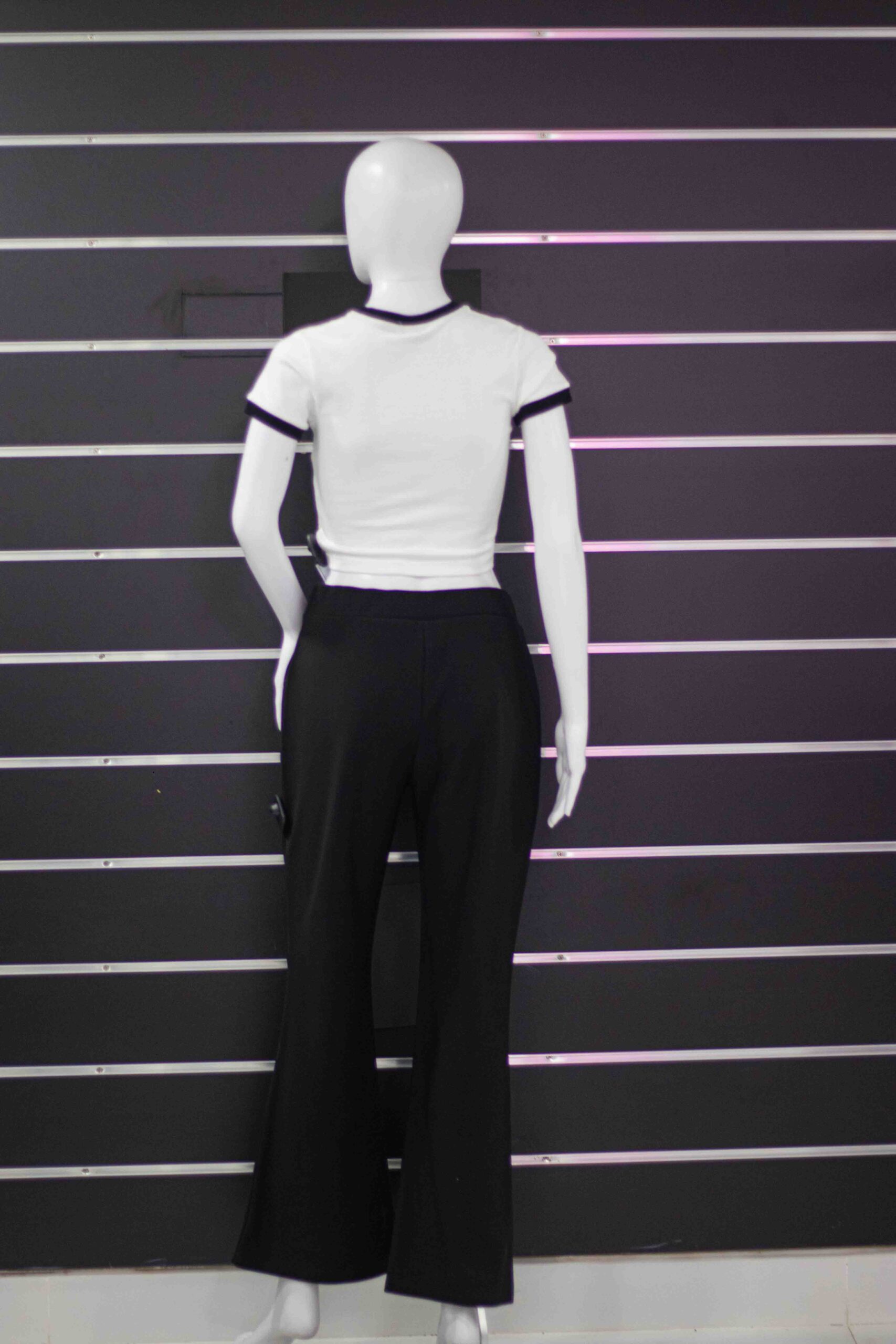 Black Wide Leg Mid Waist Pant - Image 4