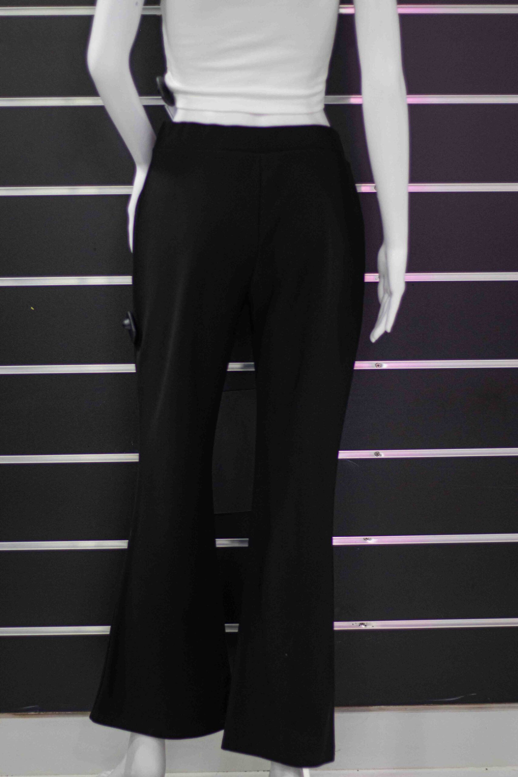 Black Wide Leg Mid Waist Pant - Image 3